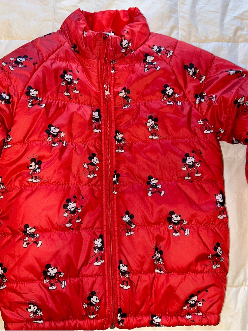 Kids Disney Red Mickey Mouse Puffer Jacket 7/8